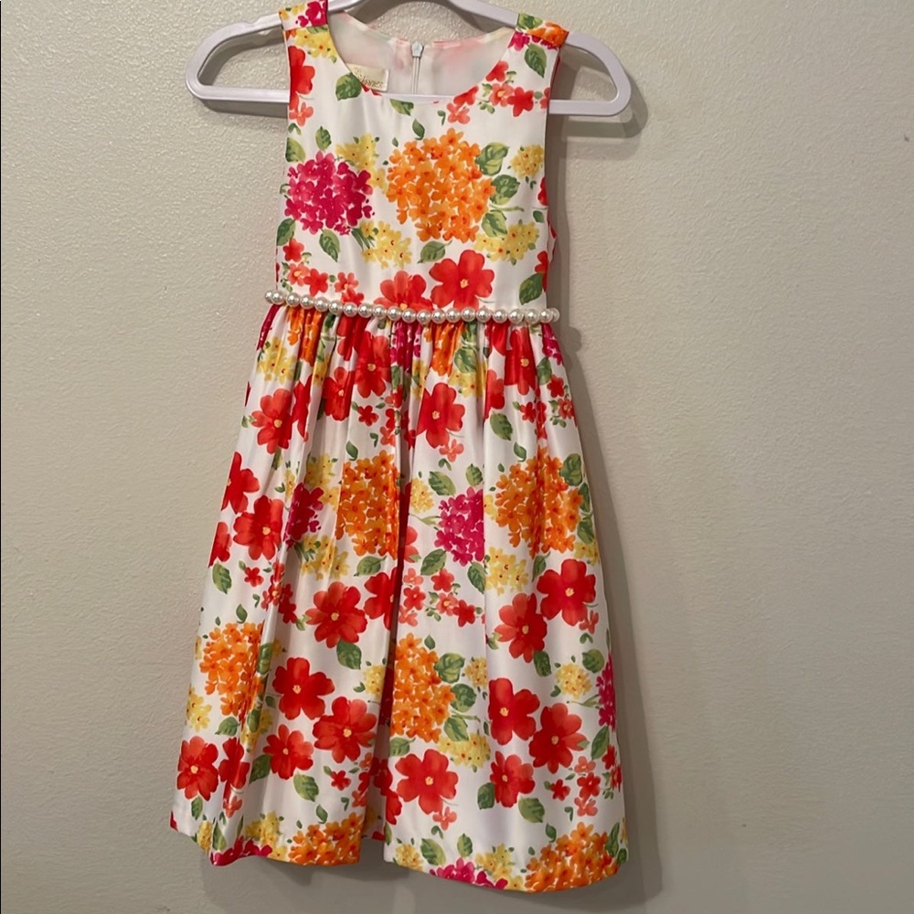 Floral Dress with Pearls Size (5-6)